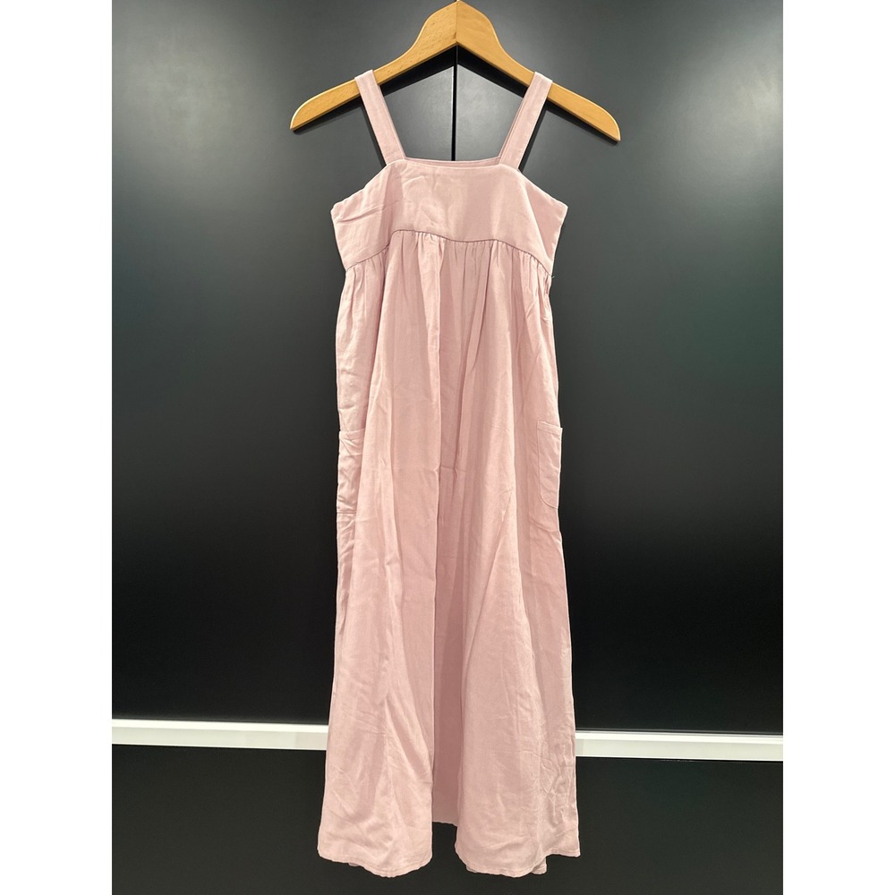 Numu Kids Pink Cotton Maxi Dress Square Neck Empire Waist NWT SS2025 Size 8